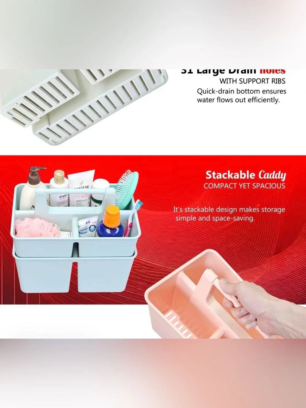 White Portable Bathroom Tote with Handle - Organizer Caddy